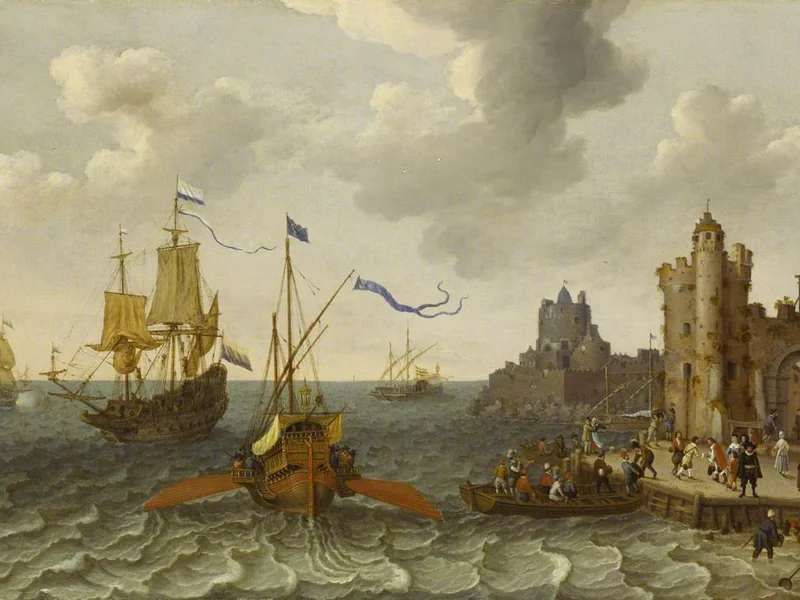 1603-Abraham Willaerts - Una galea francese e navi da guerra olandesi al largo di un porto - Royal Museums Greenwich